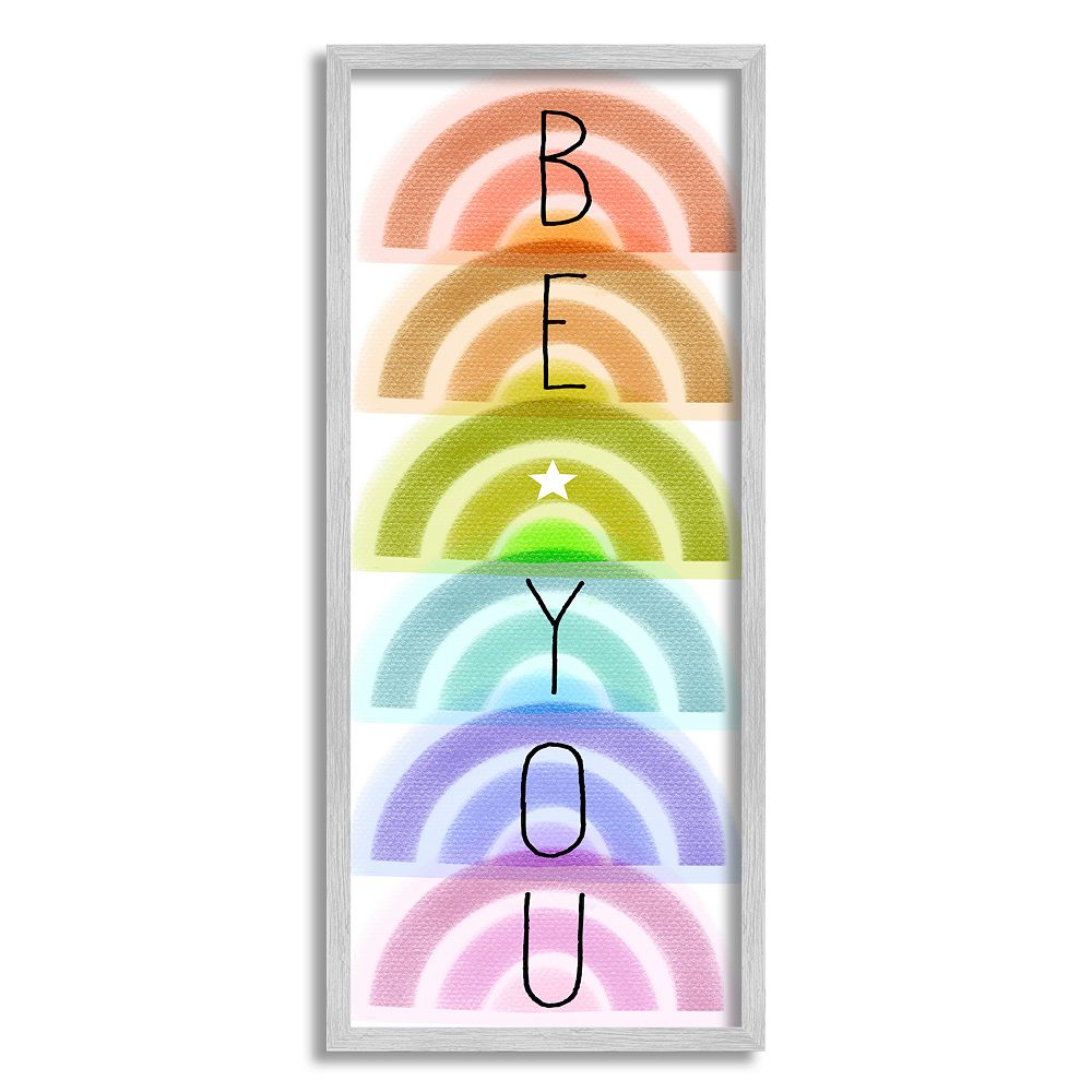 Stupell Home Decor Be You Motivational Stacked Rainbows Framed Wall Art
