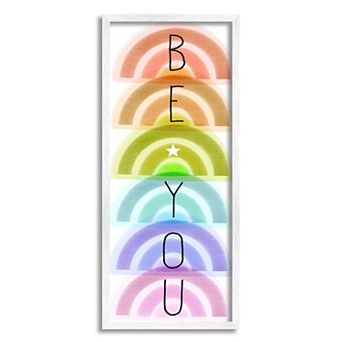 Stupell Home Decor Be You Motivational Stacked Rainbows Framed Wall Art