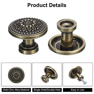 4 Sets Vintage Drawer Knobs with Flower Patterns for Cupboard (1" Long)