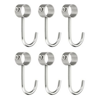 6 pc Pipe Rod Hooks, 19mm/0.75" Inner Dia Rod Closet Rod Hooks Coat Hook for Hanging Pots, Silver