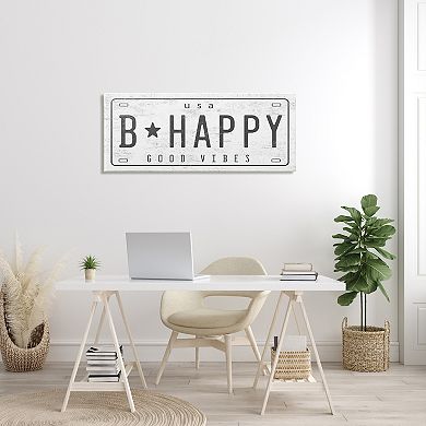 Stupell Home Decor B Happy Motivational Phrase License Plate Canvas Wall Art