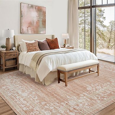 Garvee Modern Solid Color Floral Area Rug Machine Washable Stain Resistant for Bedroom Kitchen