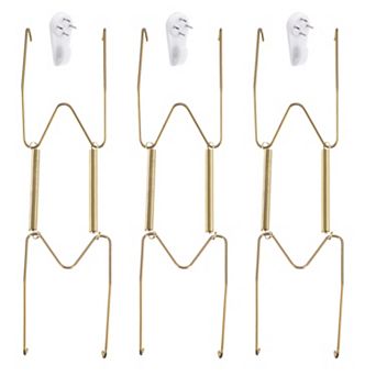 3 pc Plate Hanger, Stainless Steel Invisible Wall Plate Hanger with Hooks and Tip Protector