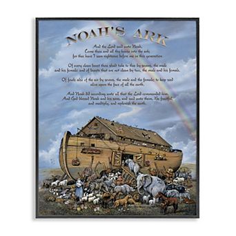 Stupell Home Decor Noah's Ark Animal Illustration Framed Wall Art