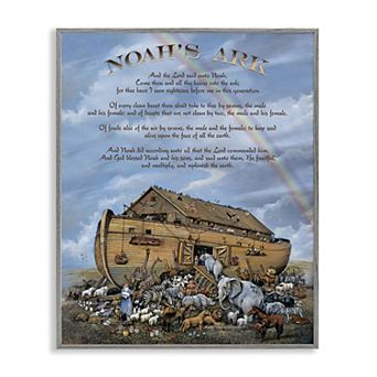 Stupell Home Decor Noah's Ark Animal Illustration Framed Wall Art
