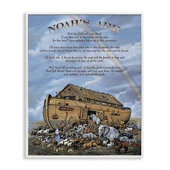 Stupell Home Decor Noah's Ark Animal Illustration Framed Wall Art