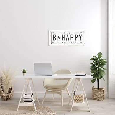 Stupell Home Decor B Happy License PlateGood Vibes Motivational Framed Wall Art