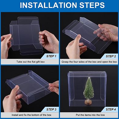 Plastic Retail Boxes 2.4"x2.4"x3.9" Gift Box with Protecting Film for Party Wrapping 20Pcs