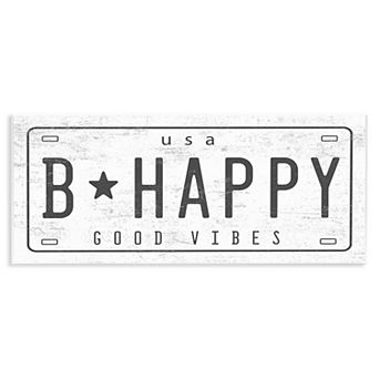 Stupell Home Decor B Happy - Good Vibes License Plate Wall Art