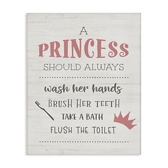 Stupell Home Decor Princess Bathroom Rules Canvas Wall Art