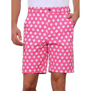 Polka Dots Shorts for Men Summer Comfort Flat Front Patterned Chino Shorts