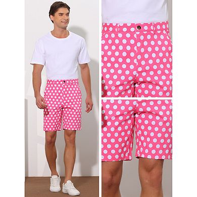 Polka Dots Shorts for Men Summer Comfort Flat Front Patterned Chino Shorts