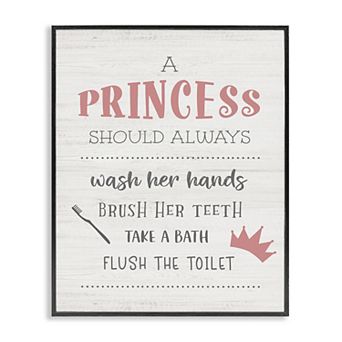 Stupell Home Decor Princess Bathroom Rules Framed Wall Art