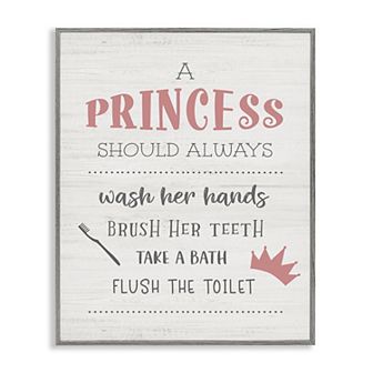 Stupell Home Decor Princess Bathroom Rules Framed Wall Art