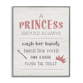Stupell Home Decor Princess Bathroom Rules Framed Wall Art