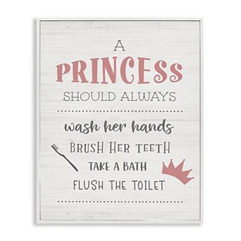 Stupell Home Decor Princess Bathroom Rules Framed Wall Art