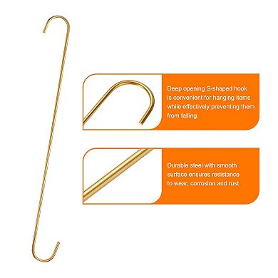 6pcs Long S Hooks S-shaped Hanging Hooks High Manganese S Hanger Storage Tool for Kitchen Garden