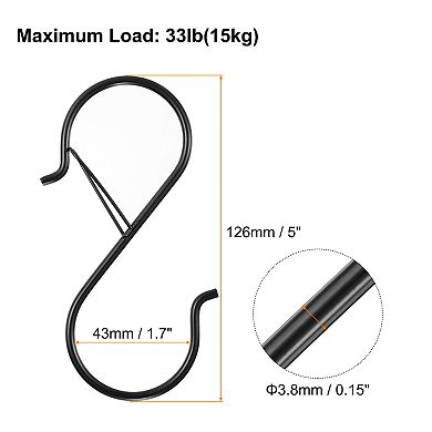 6pcs S Hooks S-shaped Metal Hook Hanger with Safety Buckle for Hanging Plants Clothes Pots and Pans