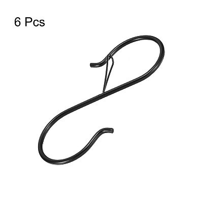 6pcs S Hooks S-shaped Metal Hook Hanger with Safety Buckle for Hanging Plants Clothes Pots and Pans