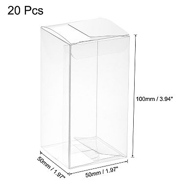 Plastic Retail Boxes 2"x2"x3.9" Gift Box with Protecting Film for Party Wrapping 20Pcs
