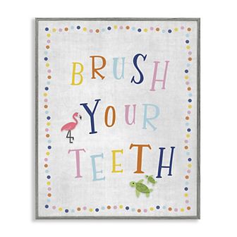 Stupell Home Decor Tropical Brush Your Teeth Framed Wall Art