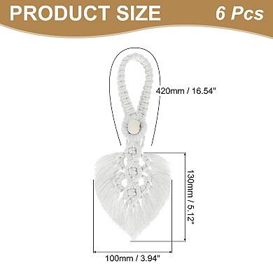 6 Pack Tassel Curtain Tiebacks, Bohemian Leaf Curtain Holdbacks