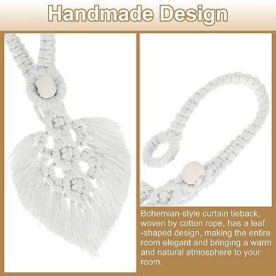 6 Pack Tassel Curtain Tiebacks, Bohemian Leaf Curtain Holdbacks