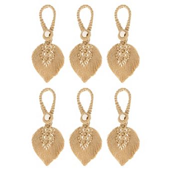 6 Pack Tassel Curtain Tiebacks, Bohemian Leaf Curtain Holdbacks