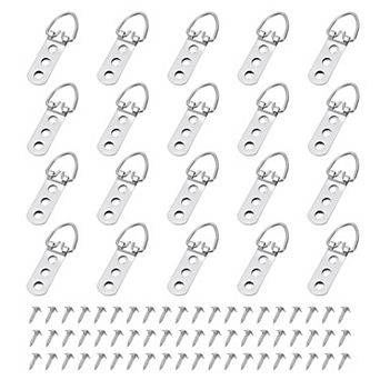 50 pc D-Ring Picture Hangers with Screws, Three Hole Picture Hanging Hardware, Picture Hooks