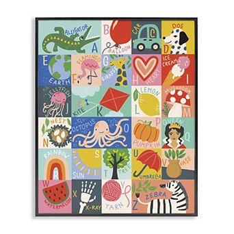 Stupell Home Decor Patchwork Style Alphabet Framed Giclee Wall Art