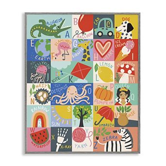 Stupell Home Decor Patchwork Style Alphabet Framed Giclee Wall Art