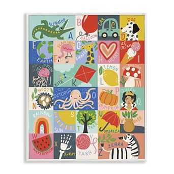 Stupell Home Decor Patchwork Style Alphabet Framed Giclee Wall Art