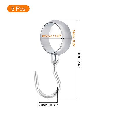 5Pcs Pipe Rod Hooks, Direction Rod Closet Rod Hooks Coat Hook for Hanging Pots, Silver