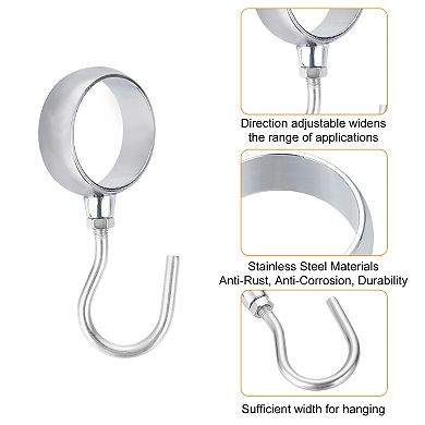 5Pcs Pipe Rod Hooks, Direction Rod Closet Rod Hooks Coat Hook for Hanging Pots, Silver