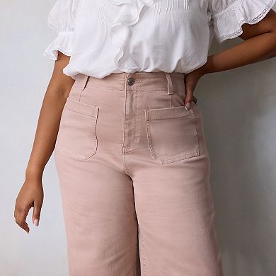 Plus Size LC Lauren Conrad Super High Rise Wildflower Denim Pants