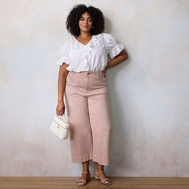 Plus Size LC Lauren Conrad Super High Rise Wildflower Denim Pants