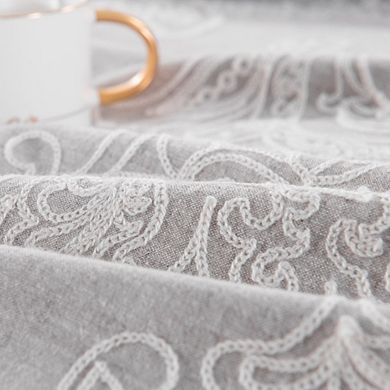 Linen Blend Duvet Cover Set With Crewel Stitching
