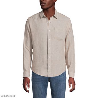 Men's Lands' End Long Sleeve Linen Shirt