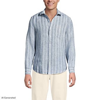 Men's Lands' End Long Sleeve Linen Shirt