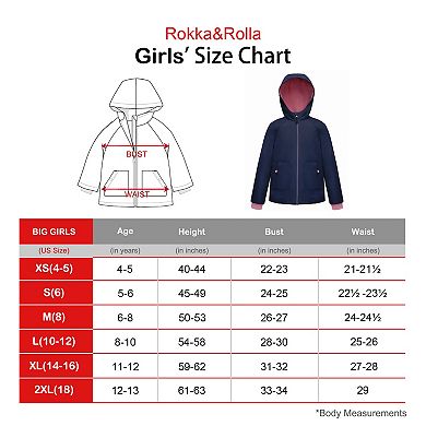 Girls' Rokka&Rolla Ripstop Fleece Lined Windbreaker