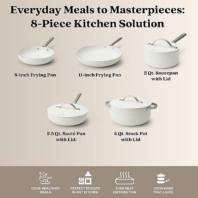 Alva Mobi Nonstick Cookware Set 8-Piece Pots Pans & Lids Induction Compatible Oven - Cannoli cream
