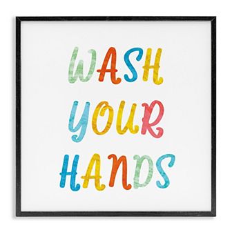 Stupell Home Decor Wash Your Hands Typography Framed Giclee Wall Art