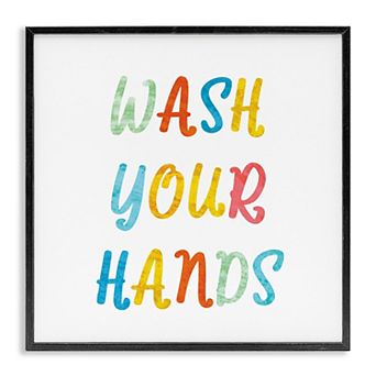Stupell Home Decor Wash Your Hands Typography Framed Giclee Wall Art