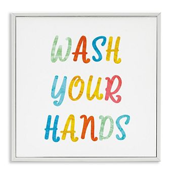 Stupell Home Decor Wash Your Hands Typography Framed Giclee Wall Art