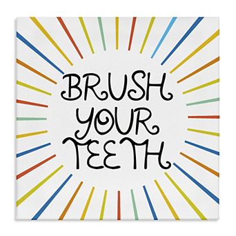 Stupell Home Decor Brush Your Teeth Starburst Canvas Wall Art
