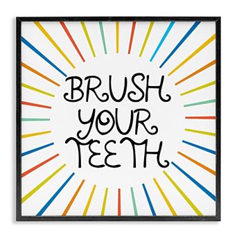 Stupell Home Decor Brush Your Teeth Starburst Framed Giclee Wall Art
