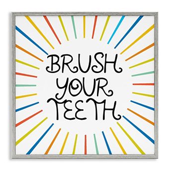 Stupell Home Decor Brush Your Teeth Starburst Framed Giclee Wall Art