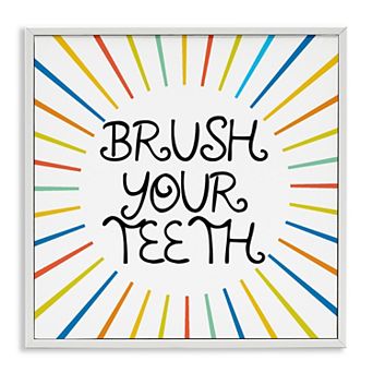 Stupell Home Decor Brush Your Teeth Starburst Framed Giclee Wall Art