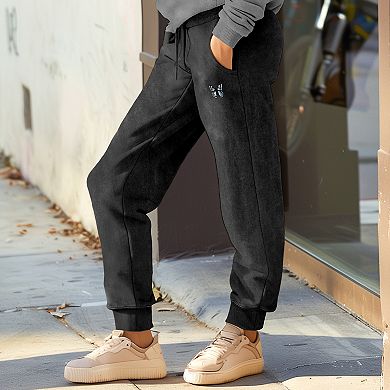 Dalix Womens Butterfly Midweight Fleece Washed Jogger Pant