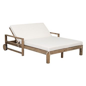 Merax 1 pc Farmhouse-styled Wooden Outdoor Sunbed for Ultimate Relaxation Outdoor Daybed